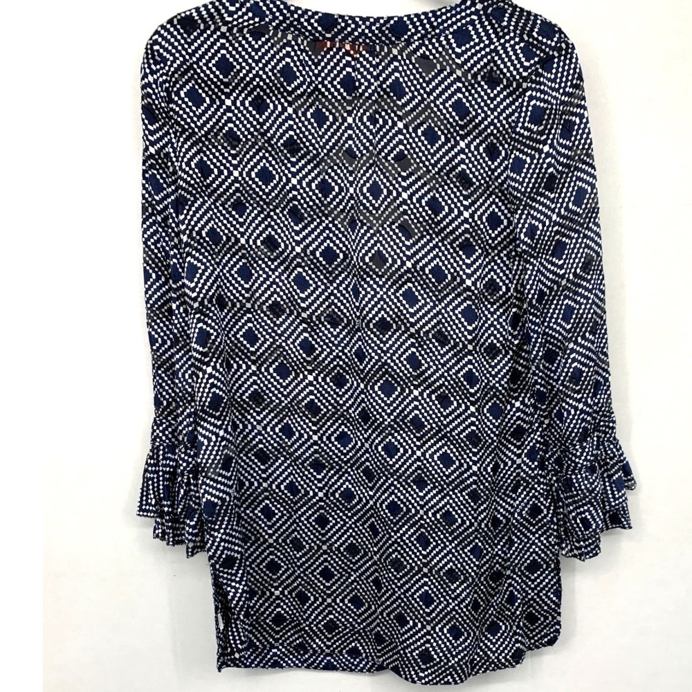 Tory Burch Silk Blend Ruffle Neck Tunic Blouse Size 6 - Picture 3 of 5